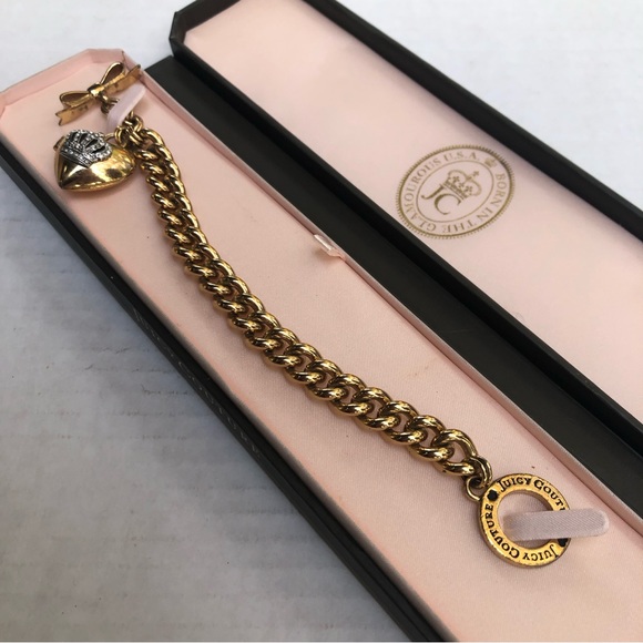 Y2K Juicy Couture Gold Heart Locket Bracelet - Picture 3 of 17